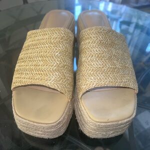Women's Tan Woven Platform Sandals Size 10